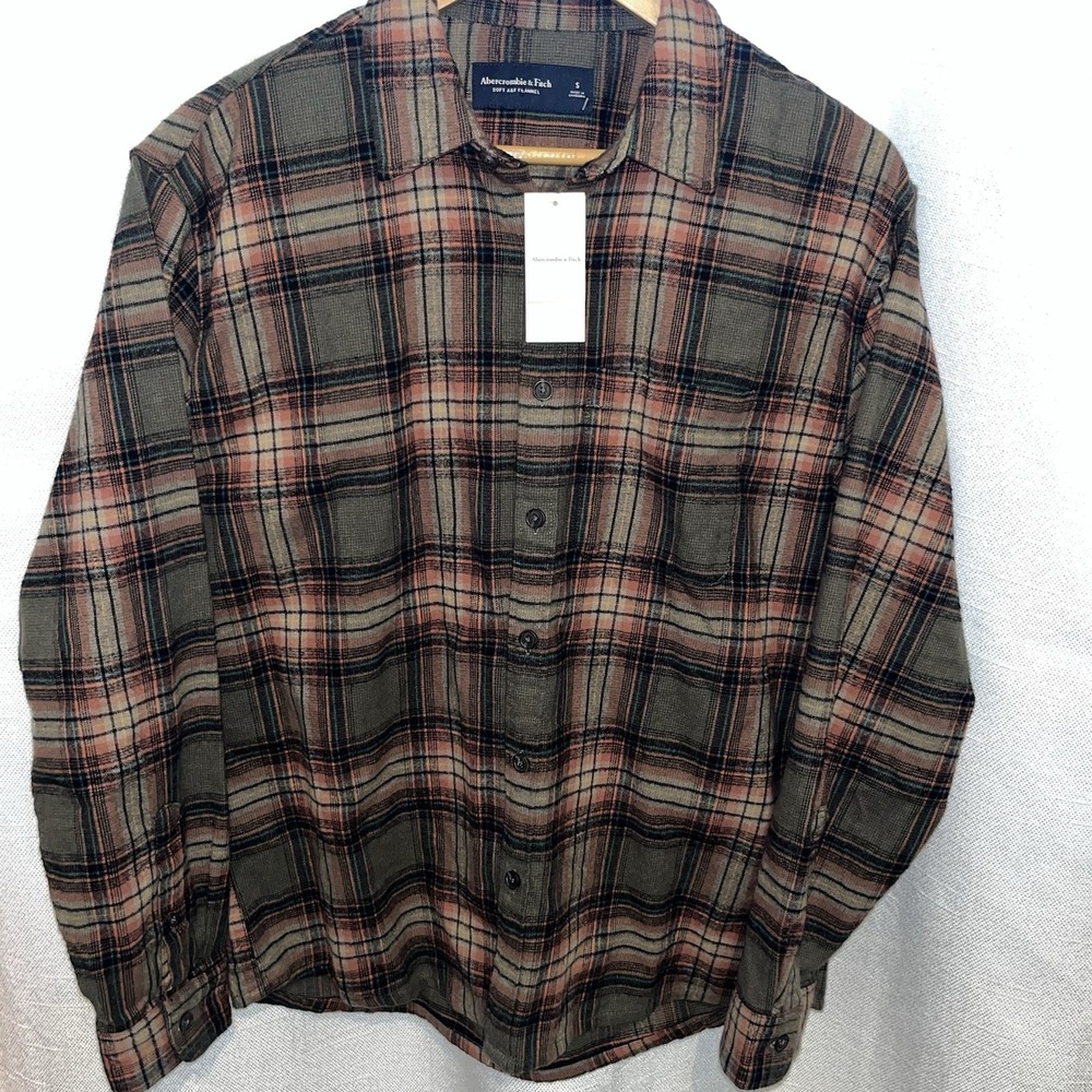 Abercrombie & Fitch Soft Flannel Long Sleeve Shirt Mens S Plaid Skater Grunge‎